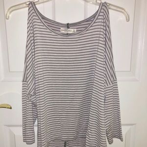 Olive Green Striped Long-Sleeved Shirt